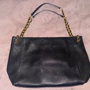 Tory Burch Black Leather Chain-Handle Tote Bag